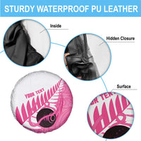 New Zealand Lawn Bowls Breast Cancer Custom Spare Tire Cover Aotearoa Maori Silver Fern Pink Ribbon LT14 - Polynesian Pride