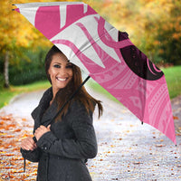 New Zealand Lawn Bowls Breast Cancer Custom Umbrella Aotearoa Maori Silver Fern Pink Ribbon - Polynesian Pride