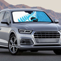 New Zealand Lawn Bowls Prostate Cancer Custom Auto Sun Shade Aotearoa Maori Silver Fern Blue Ribbon - Polynesian Pride