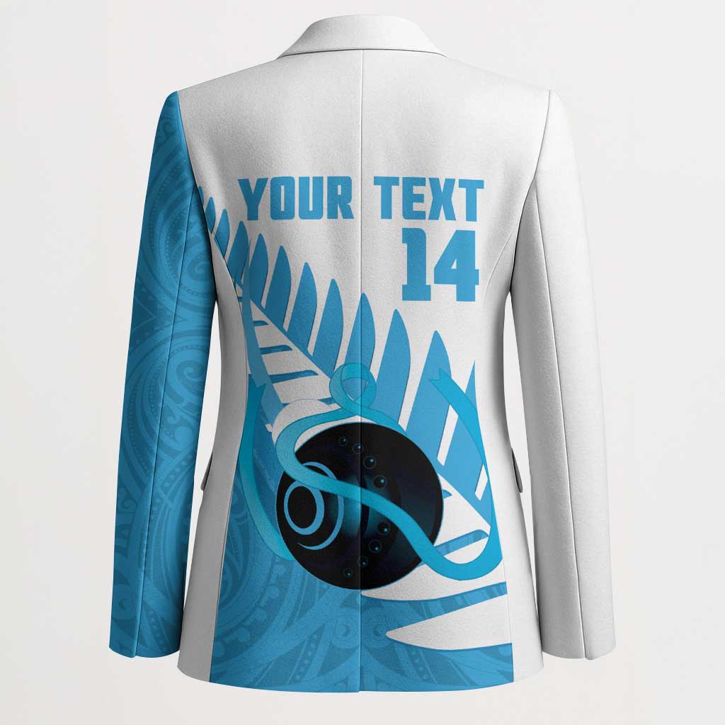 New Zealand Lawn Bowls Prostate Cancer Custom Blazer Aotearoa Maori Silver Fern Blue Ribbon - Polynesian Pride