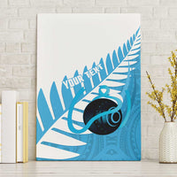 New Zealand Lawn Bowls Prostate Cancer Custom Canvas Wall Art Aotearoa Maori Silver Fern Blue Ribbon - Polynesian Pride