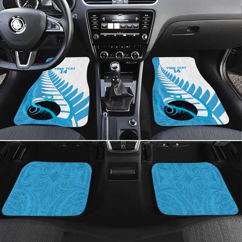 New Zealand Lawn Bowls Prostate Cancer Custom Car Mats Aotearoa Maori Silver Fern Blue Ribbon - Polynesian Pride