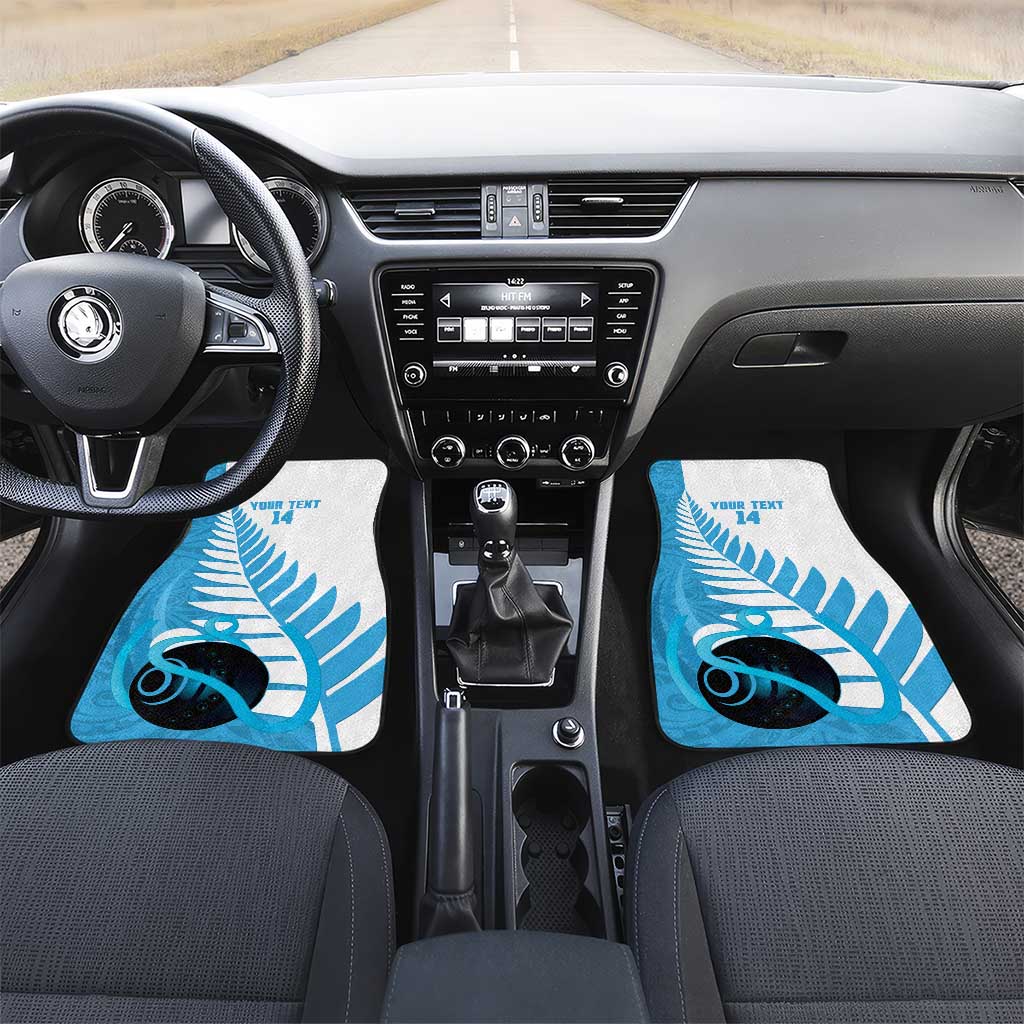 New Zealand Lawn Bowls Prostate Cancer Custom Car Mats Aotearoa Maori Silver Fern Blue Ribbon - Polynesian Pride