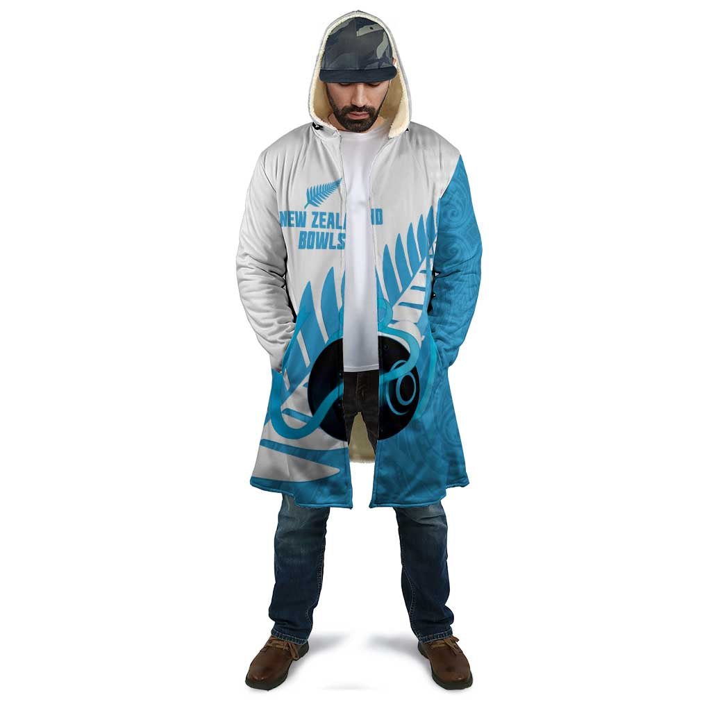 New Zealand Lawn Bowls Prostate Cancer Custom Cloak Aotearoa Maori Silver Fern Blue Ribbon - Polynesian Pride