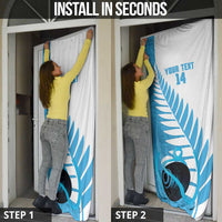 New Zealand Lawn Bowls Prostate Cancer Custom Door Cover Aotearoa Maori Silver Fern Blue Ribbon - Polynesian Pride