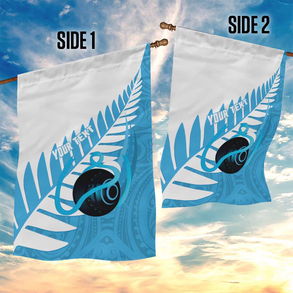 New Zealand Lawn Bowls Prostate Cancer Custom Garden Flag Aotearoa Maori Silver Fern Blue Ribbon - Polynesian Pride