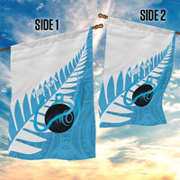 New Zealand Lawn Bowls Prostate Cancer Custom Garden Flag Aotearoa Maori Silver Fern Blue Ribbon - Polynesian Pride