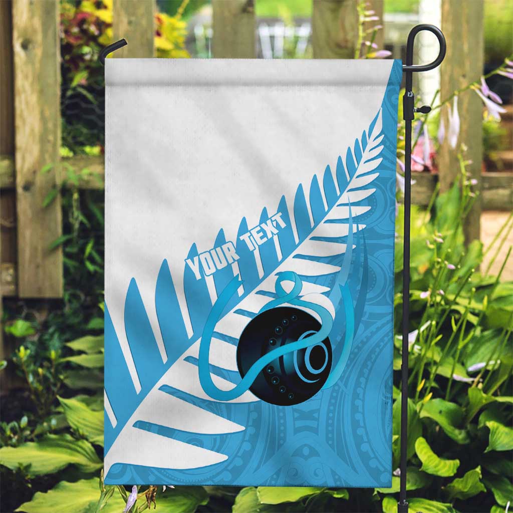 New Zealand Lawn Bowls Prostate Cancer Custom Garden Flag Aotearoa Maori Silver Fern Blue Ribbon - Polynesian Pride