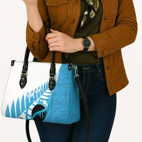 New Zealand Lawn Bowls Prostate Cancer Custom Leather Bag Aotearoa Maori Silver Fern Blue Ribbon - Polynesian Pride