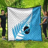 New Zealand Lawn Bowls Prostate Cancer Custom Quilt Aotearoa Maori Silver Fern Blue Ribbon - Polynesian Pride