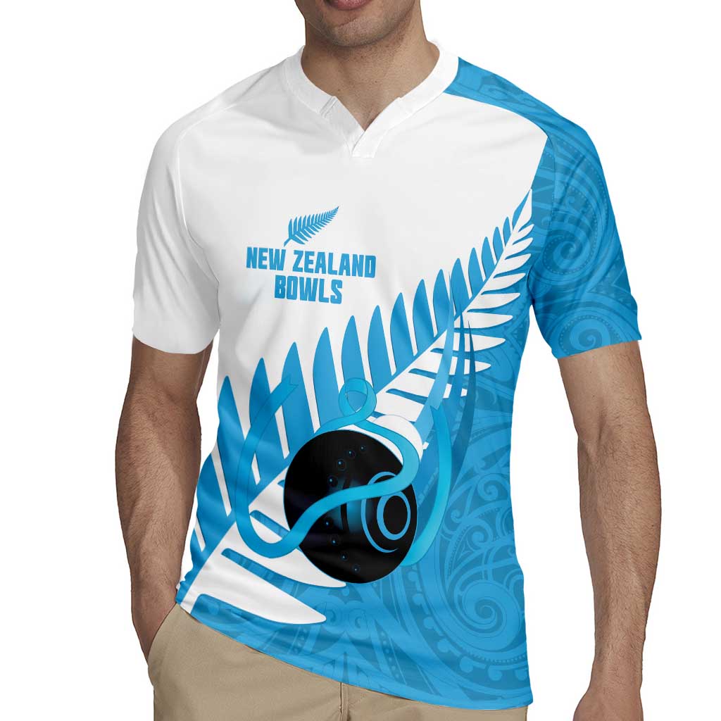New Zealand Lawn Bowls Prostate Cancer Custom Rugby Jersey Aotearoa Maori Silver Fern Blue Ribbon - Polynesian Pride