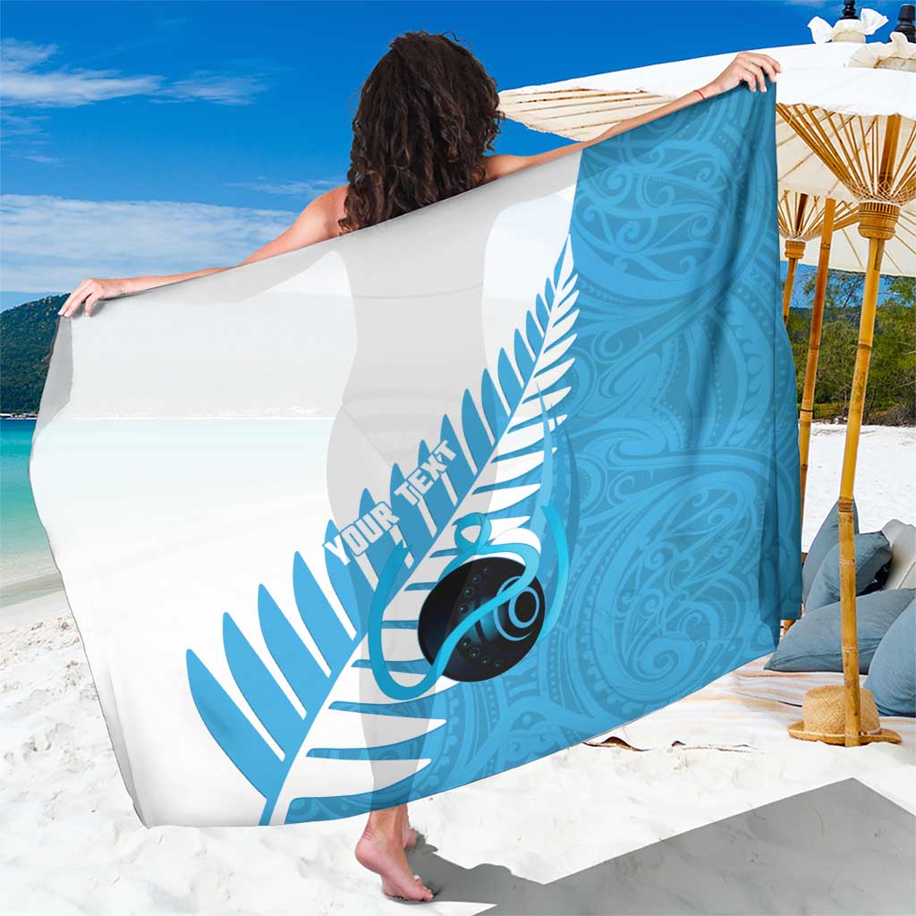 New Zealand Lawn Bowls Prostate Cancer Custom Sarong Aotearoa Maori Silver Fern Blue Ribbon - Polynesian Pride