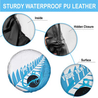 New Zealand Lawn Bowls Prostate Cancer Custom Spare Tire Cover Aotearoa Maori Silver Fern Blue Ribbon - Polynesian Pride