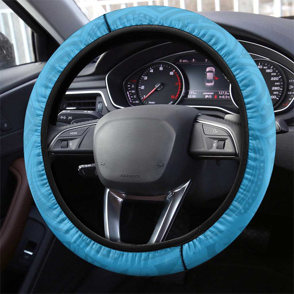 New Zealand Lawn Bowls Prostate Cancer Steering Wheel Cover Aotearoa Maori Silver Fern Blue Ribbon - Polynesian Pride