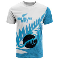 New Zealand Lawn Bowls Prostate Cancer Custom T Shirt Aotearoa Maori Silver Fern Blue Ribbon - Polynesian Pride