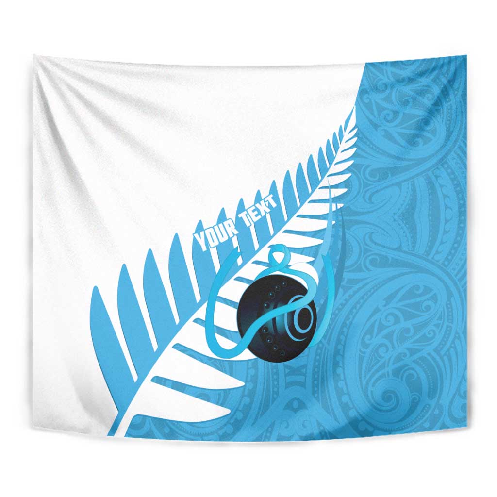 New Zealand Lawn Bowls Prostate Cancer Custom Tapestry Aotearoa Maori Silver Fern Blue Ribbon - Polynesian Pride