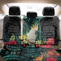 Sulphur-crested Cockatoo New Zealand Back Car Seat Cover Paua Shell Aotearoa Maori Tropical Flowers - Polynesian Pride