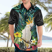 Sulphur-crested Cockatoo New Zealand Hawaiian Shirt Paua Shell Aotearoa Maori Tropical Flowers LT14 - Polynesian Pride