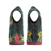 Sulphur-crested Cockatoo New Zealand Christmas Knitted V-Neck Vest Paua Shell Aotearoa Maori Tropical Flowers - Polynesian Pride