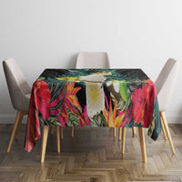 Sulphur-crested Cockatoo New Zealand Tablecloth Paua Shell Aotearoa Maori Tropical Flowers - Polynesian Pride