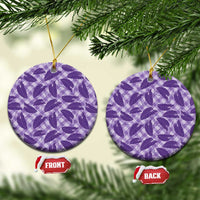Purple Hawaii Kalo Palaka Motifs Ceramic Ornament Hawaiian Taro Leaves Elegant Vibes - Polynesian Pride
