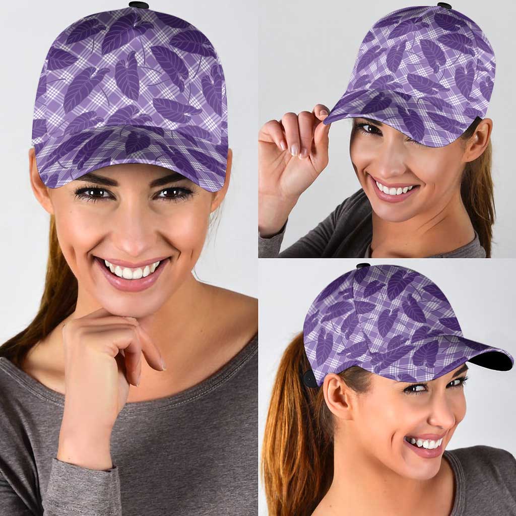 Purple Hawaii Kalo Palaka Motifs Classic Cap Hawaiian Taro Leaves Elegant Vibes