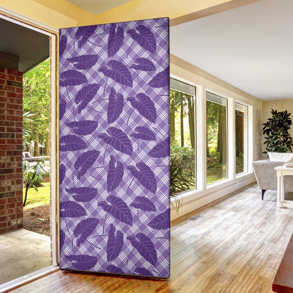 Purple Hawaii Kalo Palaka Motifs Door Cover Hawaiian Taro Leaves Elegant Vibes LT14 - Polynesian Pride