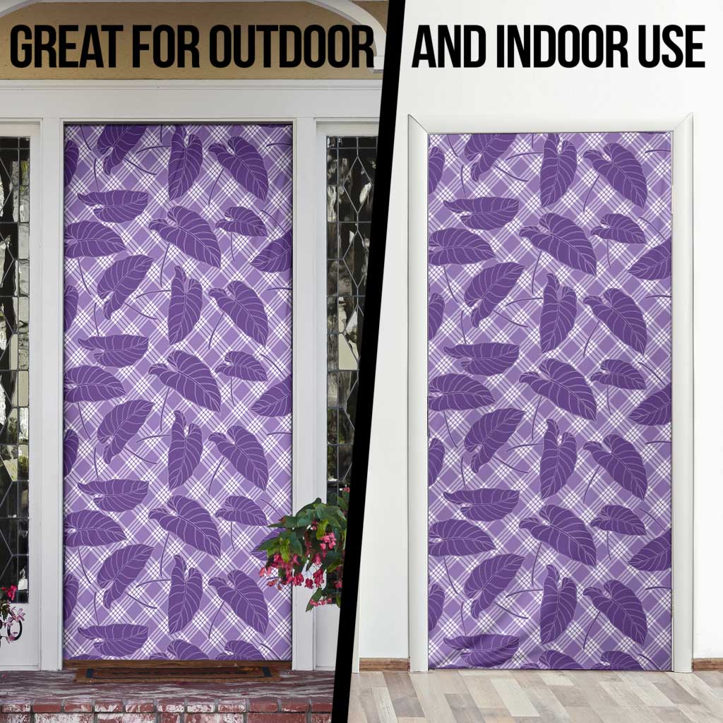 Purple Hawaii Kalo Palaka Motifs Door Cover Hawaiian Taro Leaves Elegant Vibes LT14 - Polynesian Pride