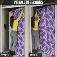 Purple Hawaii Kalo Palaka Motifs Door Cover Hawaiian Taro Leaves Elegant Vibes LT14 - Polynesian Pride