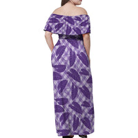 Purple Hawaii Kalo Palaka Motifs Family Matching Off Shoulder Maxi Dress and Hawaiian Shirt Hawaiian Taro Leaves Elegant Vibes LT14 - Polynesian Pride