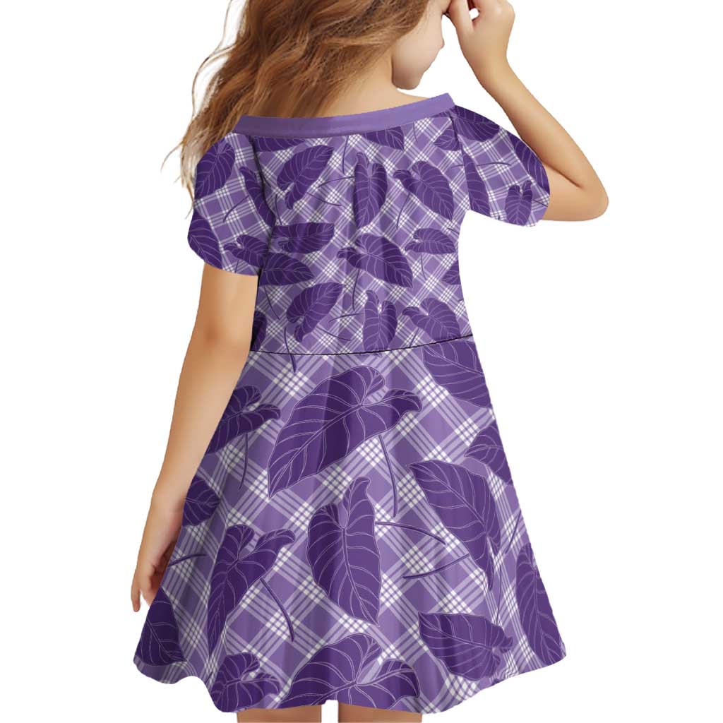 Purple Hawaii Kalo Palaka Motifs Family Matching Short Sleeve Bodycon Dress and Hawaiian Shirt Hawaiian Taro Leaves Elegant Vibes LT14 - Polynesian Pride