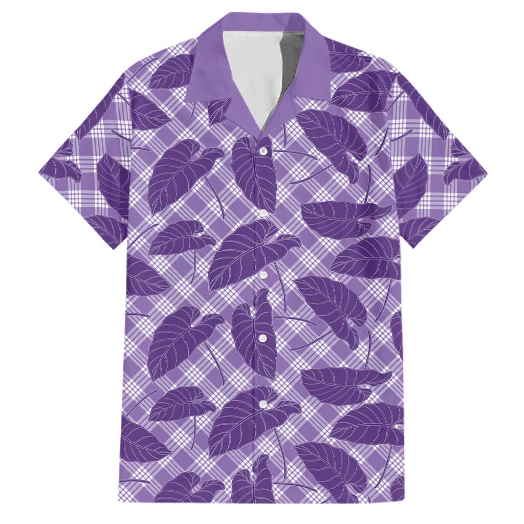 Purple Hawaii Kalo Palaka Motifs Family Matching Short Sleeve Bodycon Dress and Hawaiian Shirt Hawaiian Taro Leaves Elegant Vibes LT14 Dad's Shirt - Short Sleeve Purple - Polynesian Pride