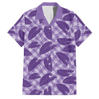 Purple Hawaii Kalo Palaka Motifs Family Matching Short Sleeve Bodycon Dress and Hawaiian Shirt Hawaiian Taro Leaves Elegant Vibes LT14 Dad's Shirt - Short Sleeve Purple - Polynesian Pride