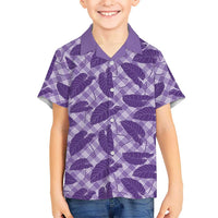 Purple Hawaii Kalo Palaka Motifs Family Matching Short Sleeve Bodycon Dress and Hawaiian Shirt Hawaiian Taro Leaves Elegant Vibes LT14 Son's Shirt Purple - Polynesian Pride