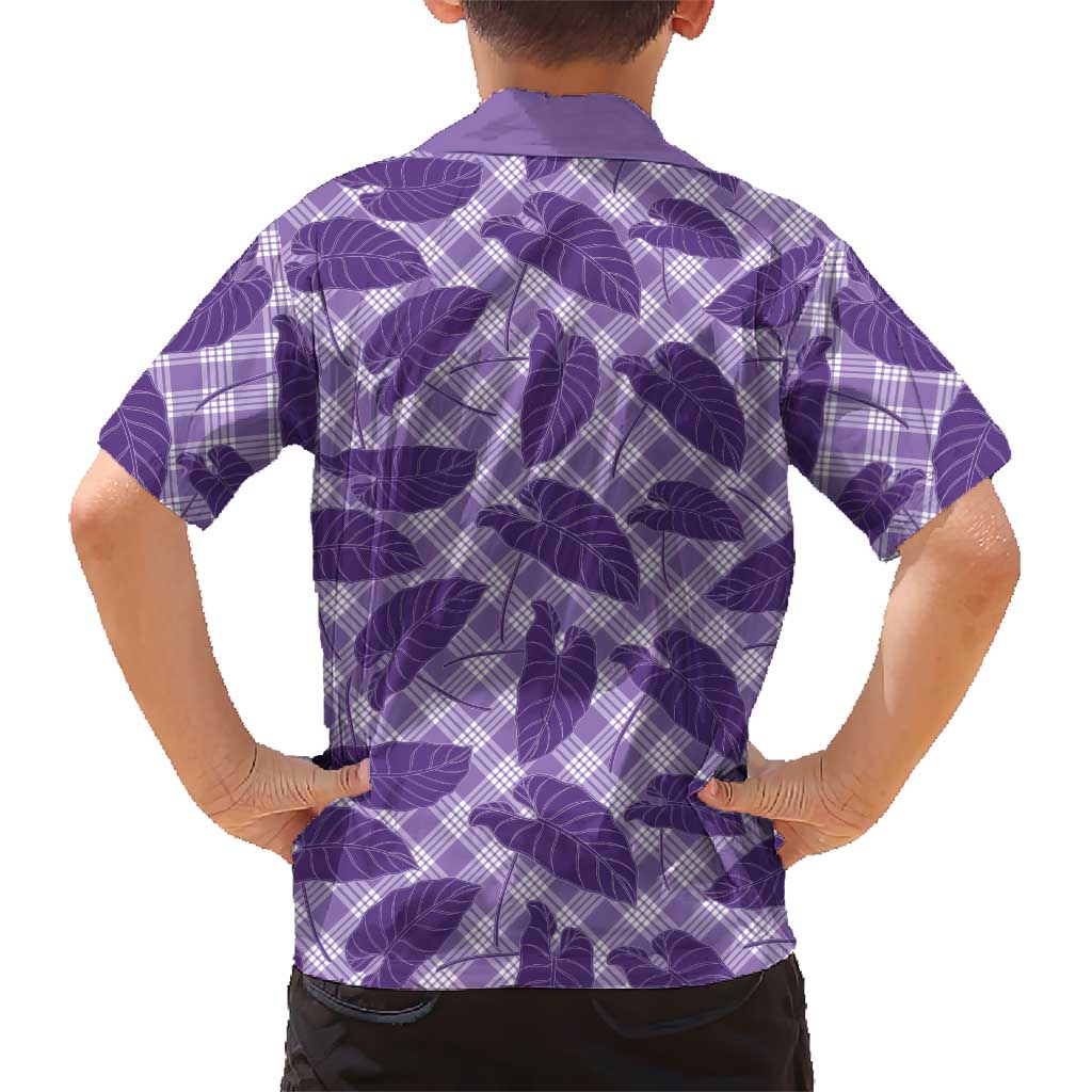 Purple Hawaii Kalo Palaka Motifs Family Matching Tank Maxi Dress and Hawaiian Shirt Hawaiian Taro Leaves Elegant Vibes LT14 - Polynesian Pride