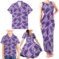 Purple Hawaii Kalo Palaka Motifs Family Matching Tank Maxi Dress and Hawaiian Shirt Hawaiian Taro Leaves Elegant Vibes LT14 - Polynesian Pride