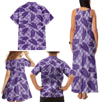 Purple Hawaii Kalo Palaka Motifs Family Matching Tank Maxi Dress and Hawaiian Shirt Hawaiian Taro Leaves Elegant Vibes LT14 - Polynesian Pride