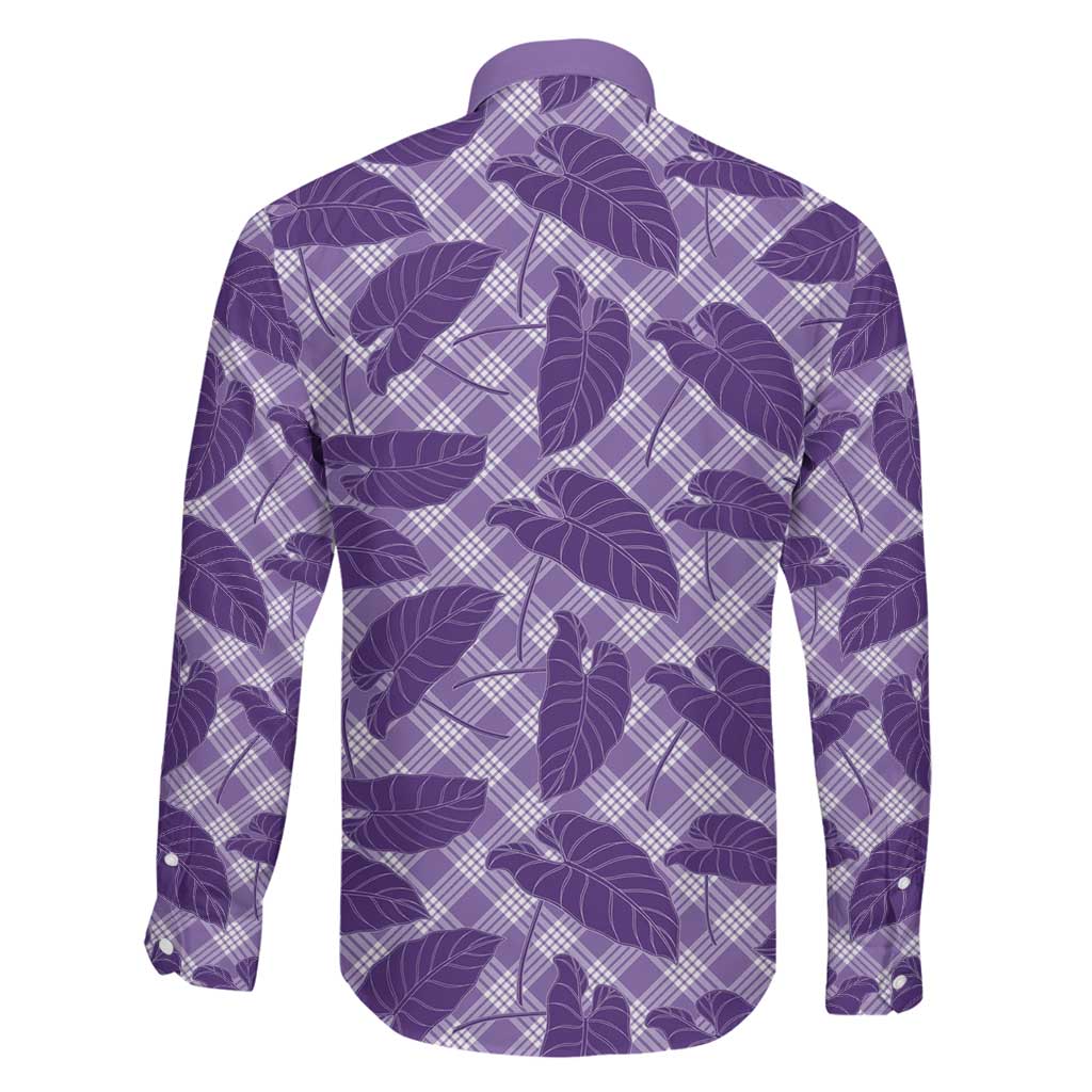 Purple Hawaii Kalo Palaka Motifs Family Matching Tank Maxi Dress and Hawaiian Shirt Hawaiian Taro Leaves Elegant Vibes LT14 - Polynesian Pride