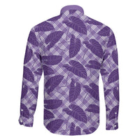 Purple Hawaii Kalo Palaka Motifs Family Matching Tank Maxi Dress and Hawaiian Shirt Hawaiian Taro Leaves Elegant Vibes LT14 - Polynesian Pride