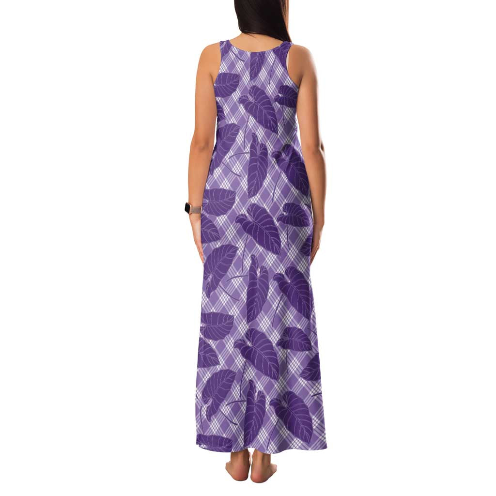 Purple Hawaii Kalo Palaka Motifs Family Matching Tank Maxi Dress and Hawaiian Shirt Hawaiian Taro Leaves Elegant Vibes LT14 - Polynesian Pride