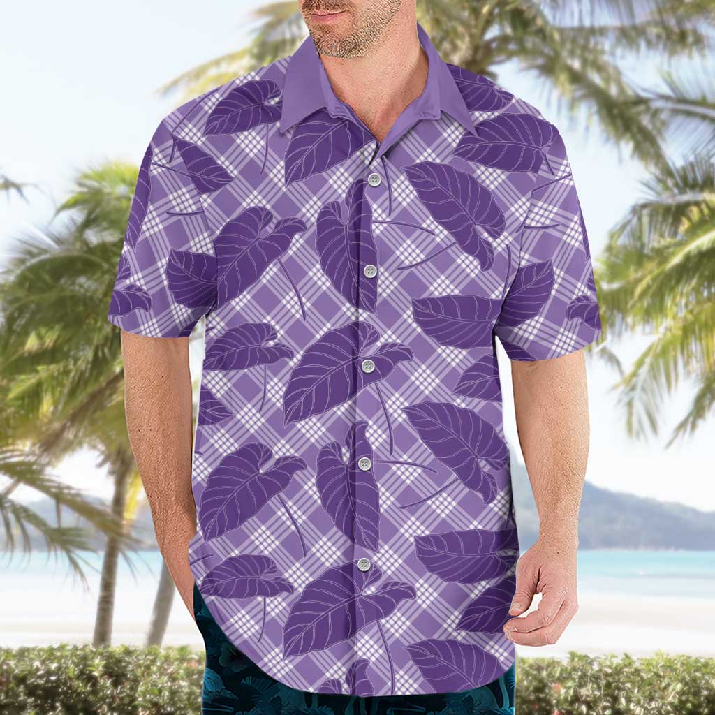 Purple Hawaii Kalo Palaka Motifs Hawaiian Shirt Hawaiian Taro Leaves Elegant Vibes LT14 - Polynesian Pride