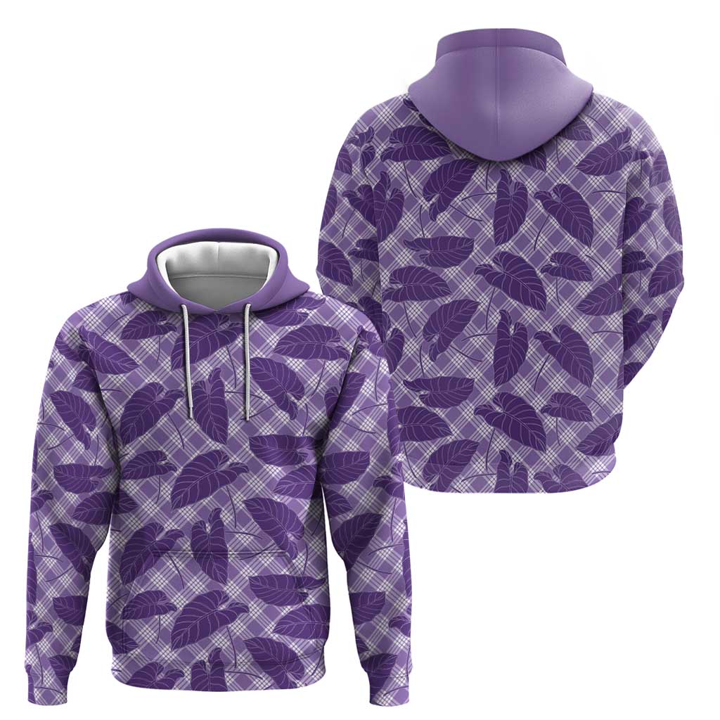 Purple Hawaii Kalo Palaka Motifs Hoodie Hawaiian Taro Leaves Elegant Vibes LT14 - Polynesian Pride