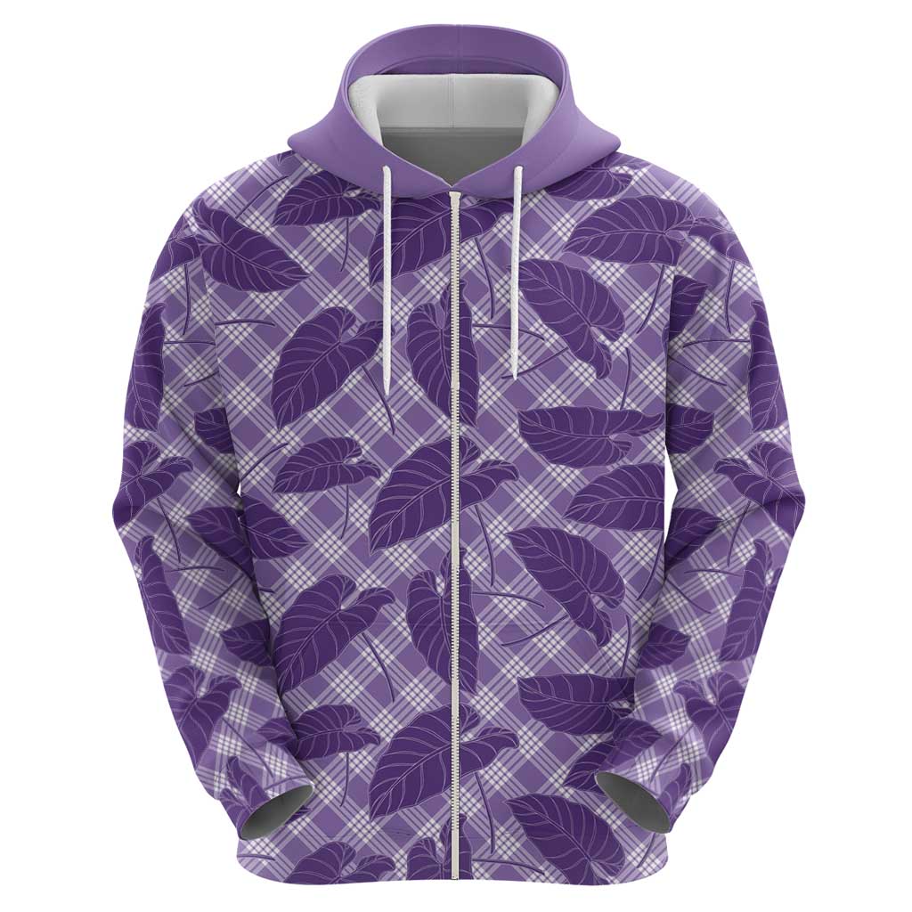 Purple Hawaii Kalo Palaka Motifs Hoodie Hawaiian Taro Leaves Elegant Vibes LT14 - Polynesian Pride