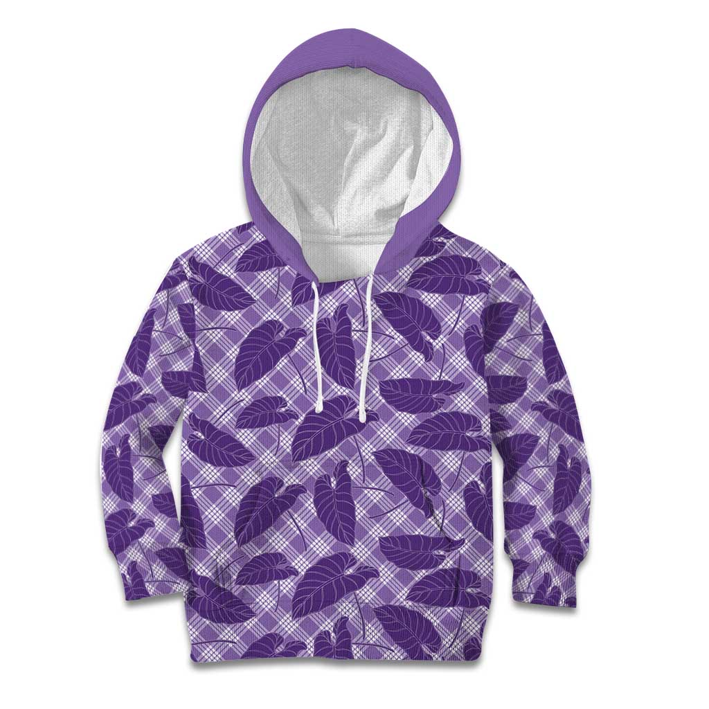 Purple Hawaii Kalo Palaka Motifs Kid Hoodie Hawaiian Taro Leaves Elegant Vibes LT14 Hoodie Purple - Polynesian Pride