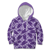 Purple Hawaii Kalo Palaka Motifs Kid Hoodie Hawaiian Taro Leaves Elegant Vibes LT14 Hoodie Purple - Polynesian Pride