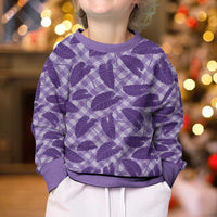 Purple Hawaii Kalo Palaka Motifs Kid Ugly Christmas Sweater Hawaiian Taro Leaves Elegant Vibes LT14 - Polynesian Pride