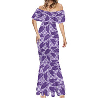 Purple Hawaii Kalo Palaka Motifs Mermaid Dress Hawaiian Taro Leaves Elegant Vibes LT14 - Polynesian Pride