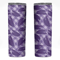 Purple Hawaii Kalo Palaka Motifs Skinny Tumbler Hawaiian Taro Leaves Elegant Vibes LT14 Purple - Polynesian Pride
