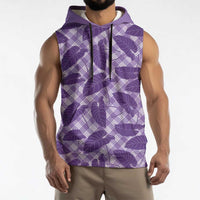 Purple Hawaii Kalo Palaka Motifs Sleeveless Hoodie Hawaiian Taro Leaves Elegant Vibes LT14 - Polynesian Pride