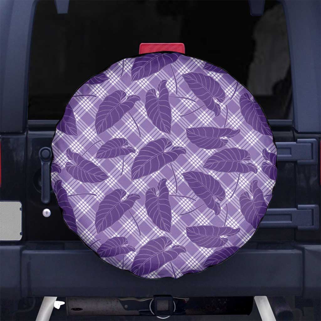 Purple Hawaii Kalo Palaka Motifs Spare Tire Cover Hawaiian Taro Leaves Elegant Vibes LT14 No hole Purple - Polynesian Pride